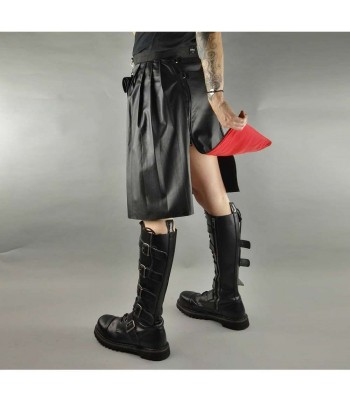 Men Gothic Black Leather Kilt Steampunk Scottish Biker Kilt